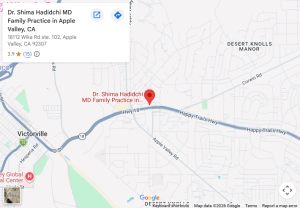 Get Directions From Your Location to Dr. Shima Hadidchi MD Family Practice in Apple Valley, CA